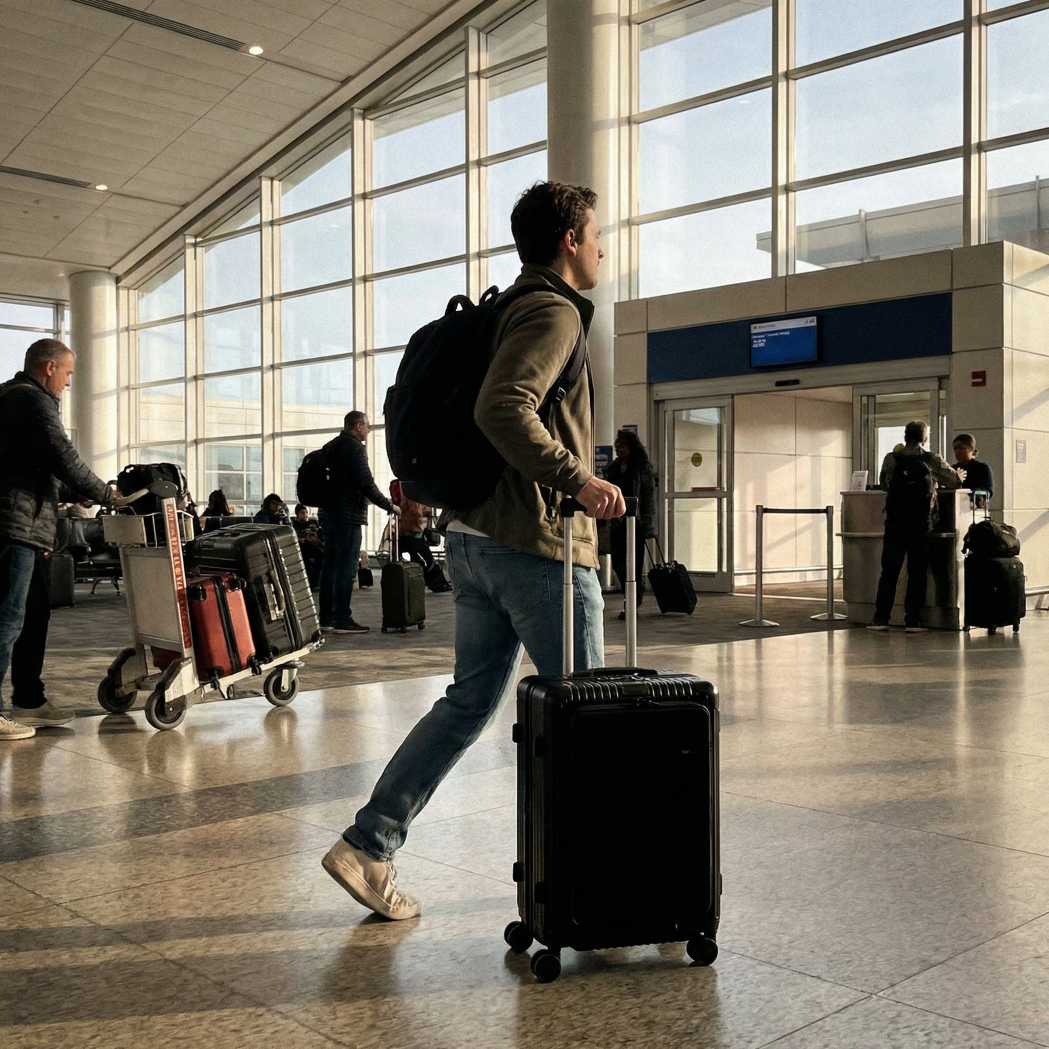 Compact Carry-On Suitcase With Front-Opening Design