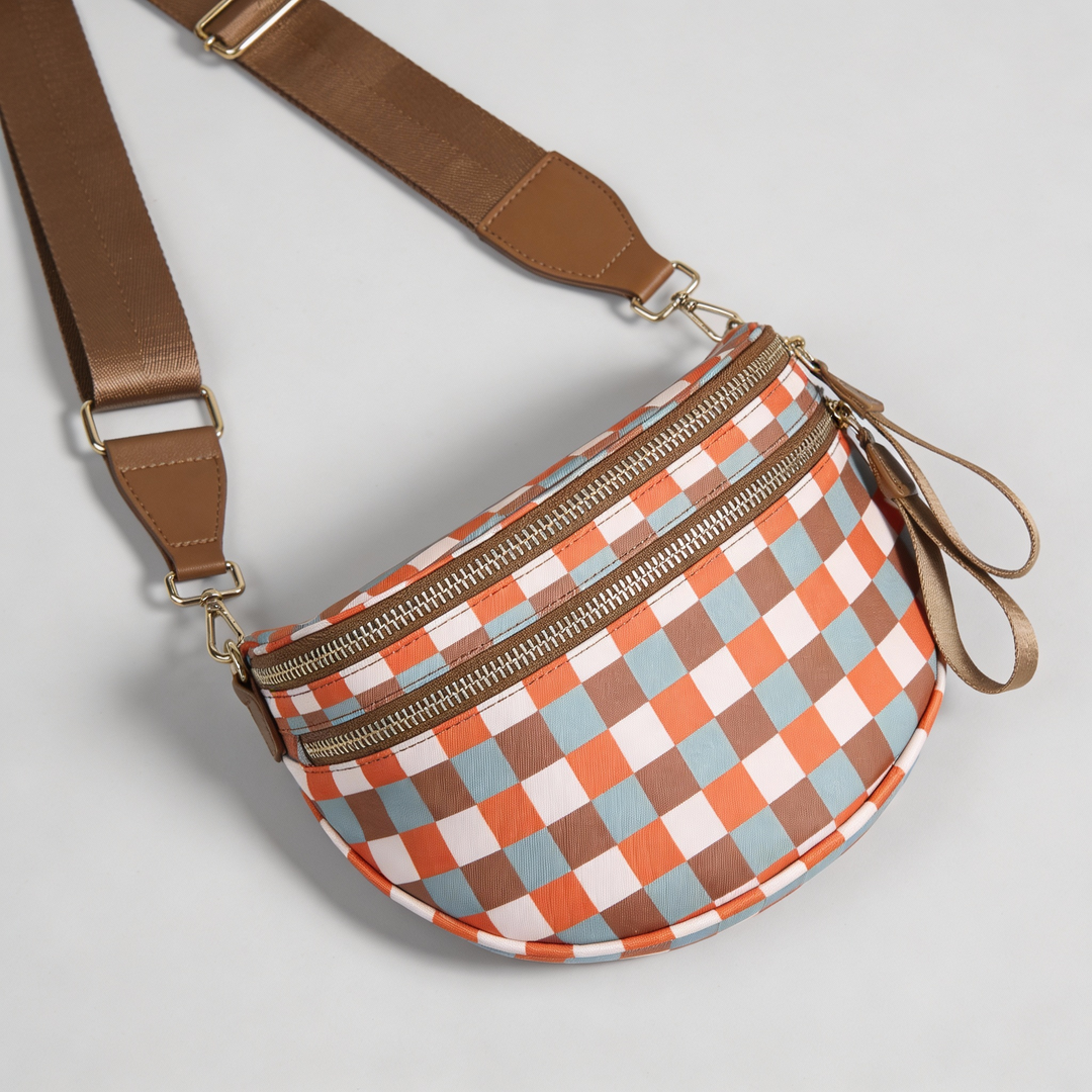 Checkered Crossbody Travel Belt Bag - Jurni