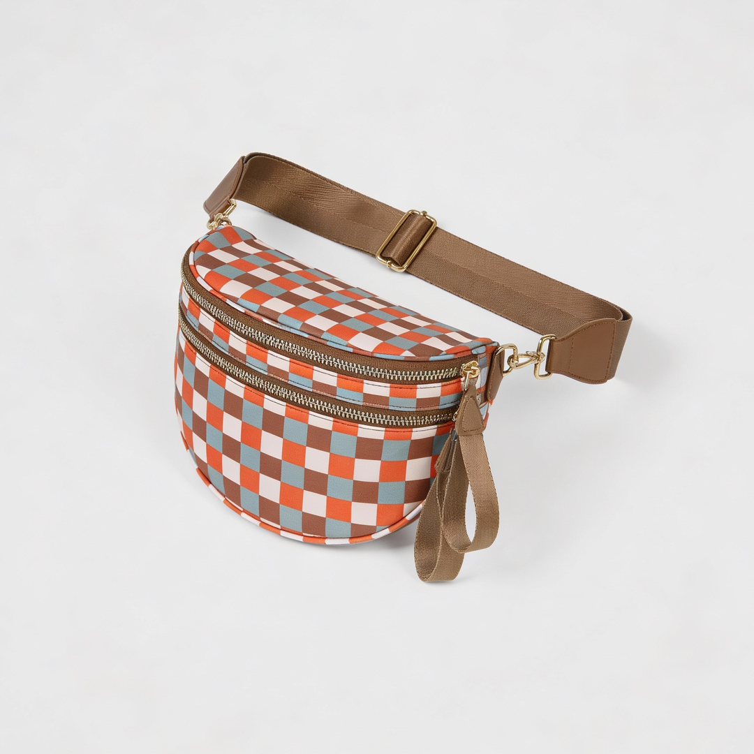 Checkered Crossbody Travel Belt Bag - Jurni
