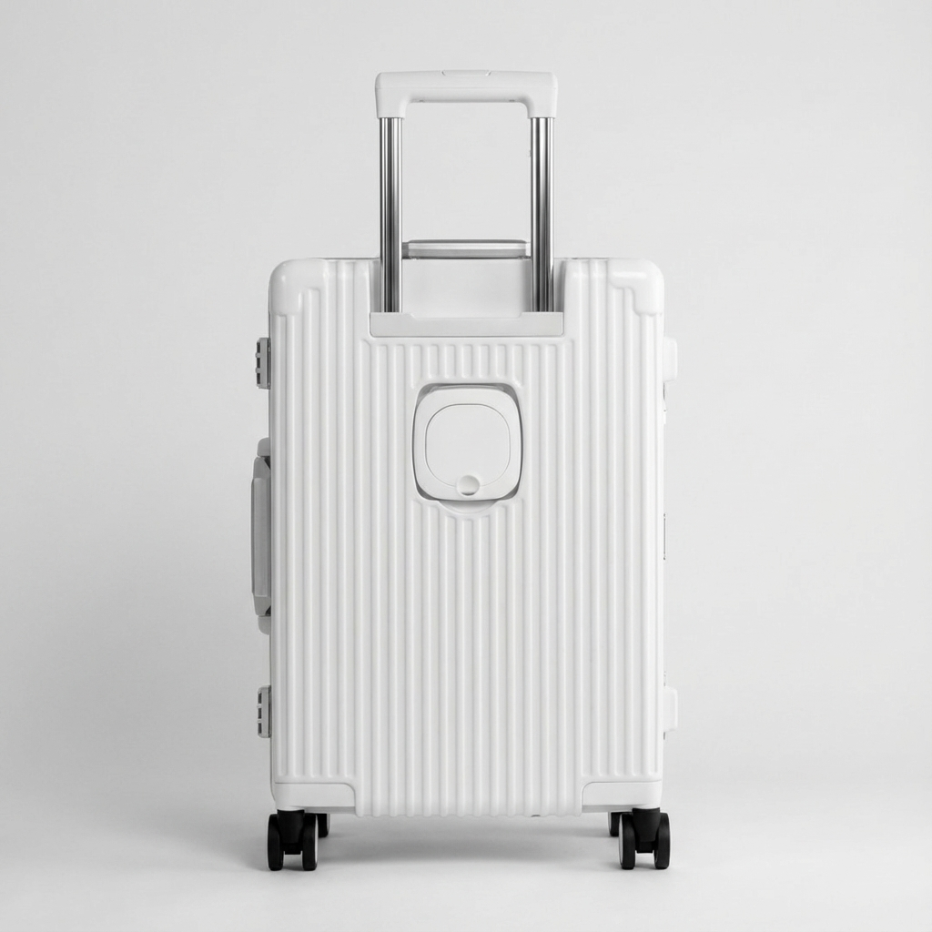 White Compact Carry-On Suitcase With Front-Opening Design - Jurni