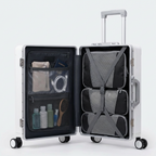 White Compact Carry-On Suitcase With Front-Opening Design - Jurni