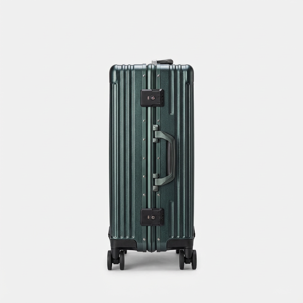 Green Compact Carry-On Suitcase With Front-Opening Design - Jurni