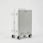 White Compact Carry-On Suitcase With Front-Opening Design - Jurni