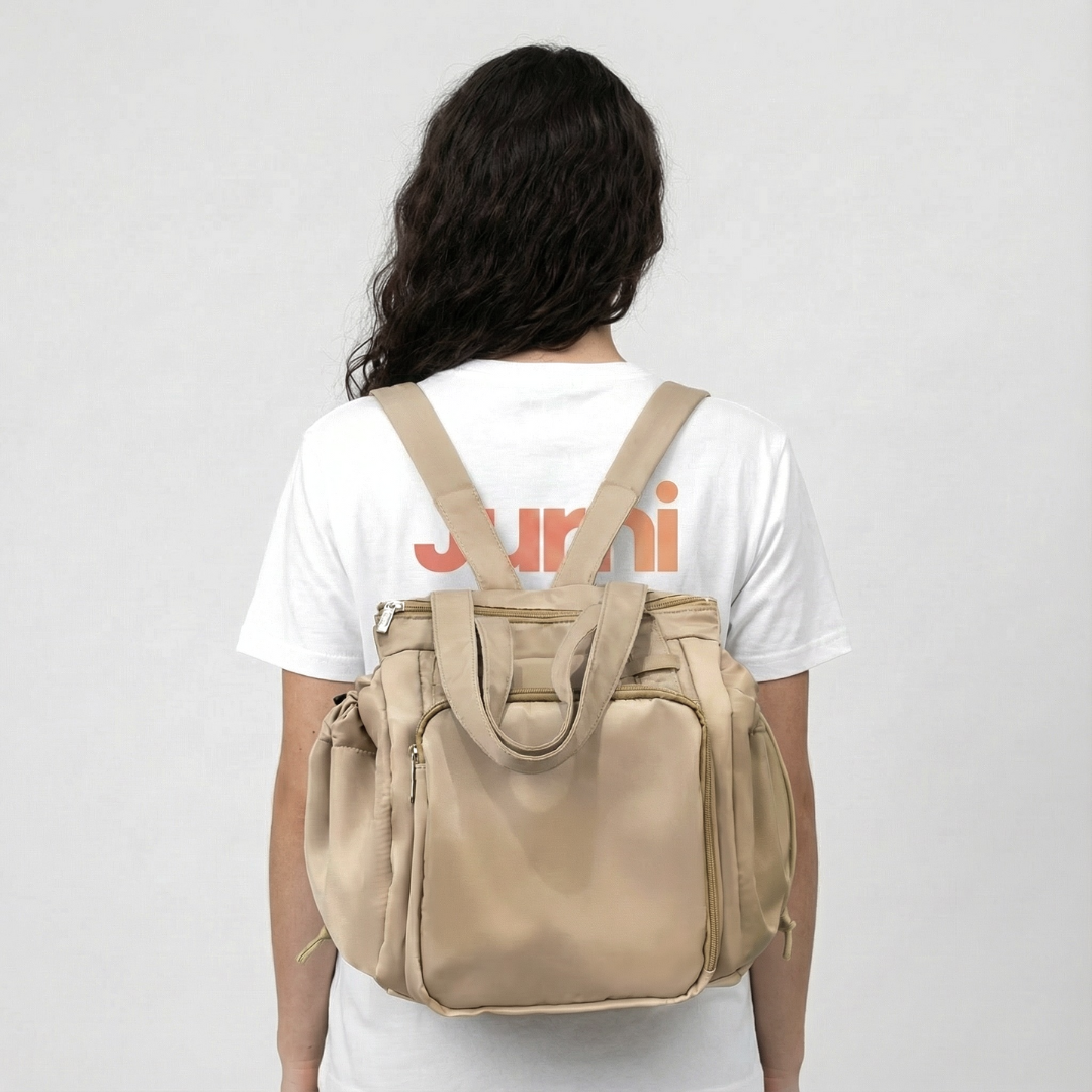 Taupe Convertible Everyday Travel Tote Backpack - Jurni