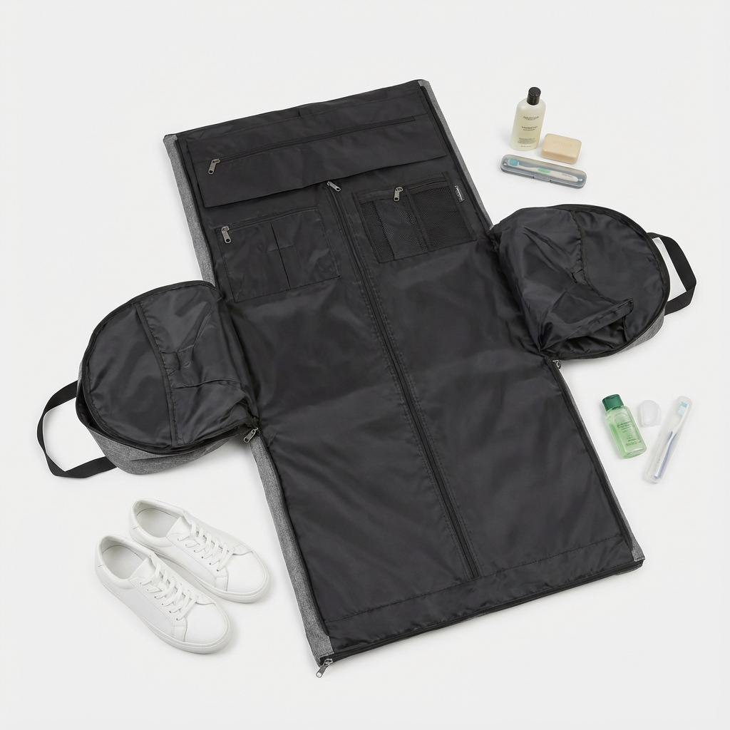 Grey Garment Duffel Bag With Zip-Out Layout - Jurni