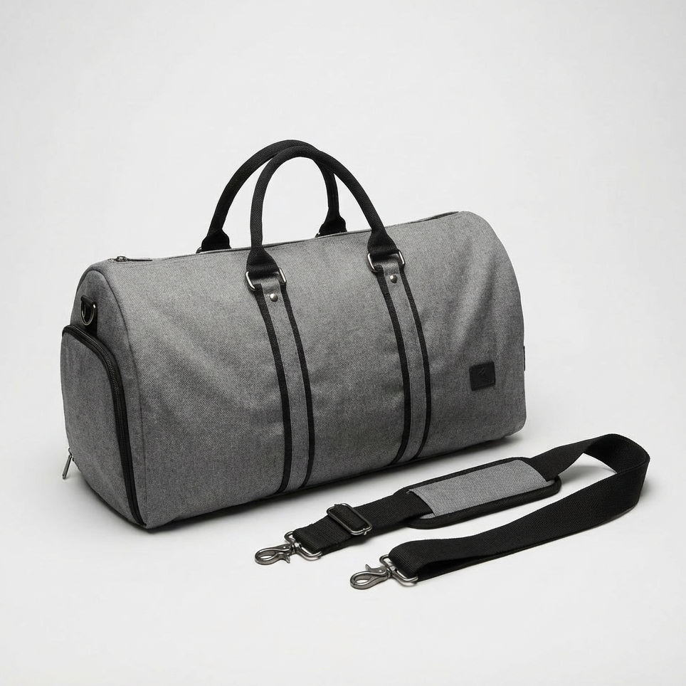 Grey Garment Duffel Bag With Zip-Out Layout - Jurni