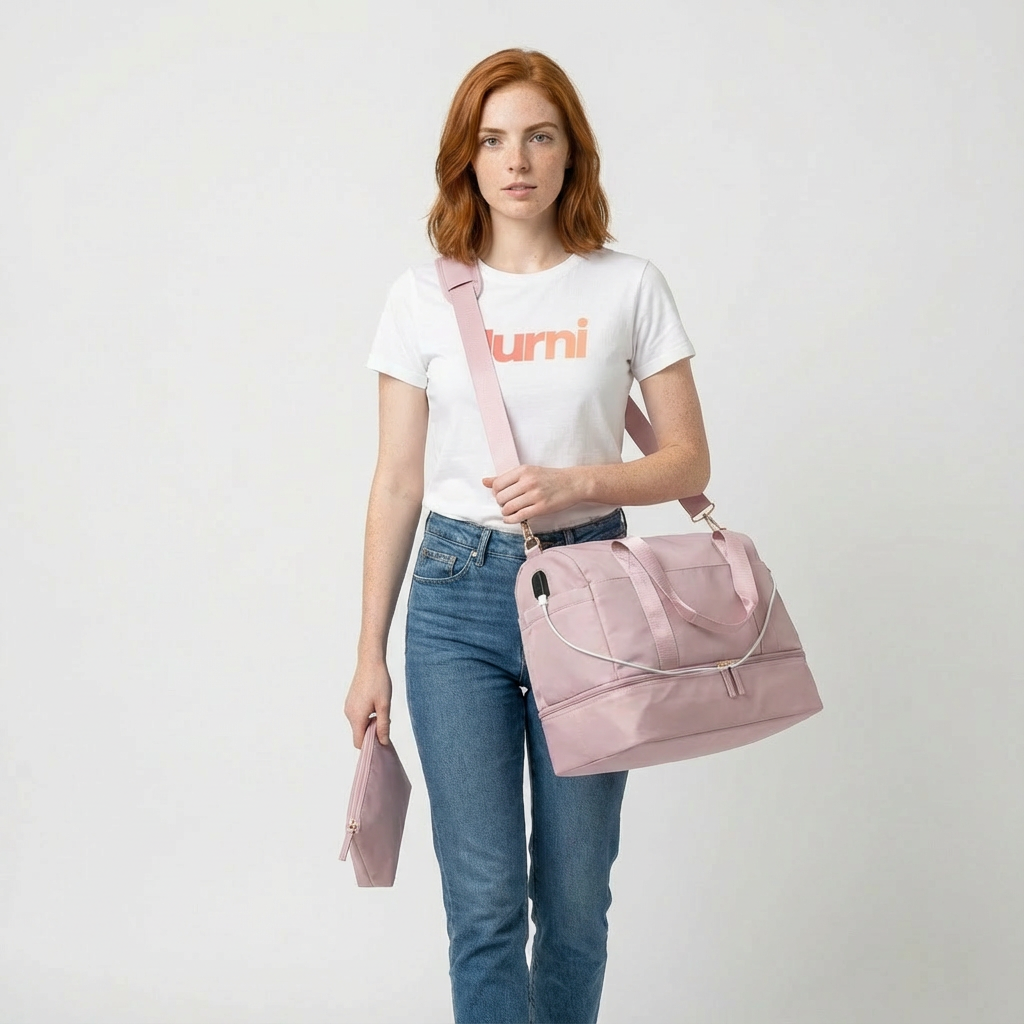 Pink Large Capacity Travel Gym Duffel Bag - Jurni