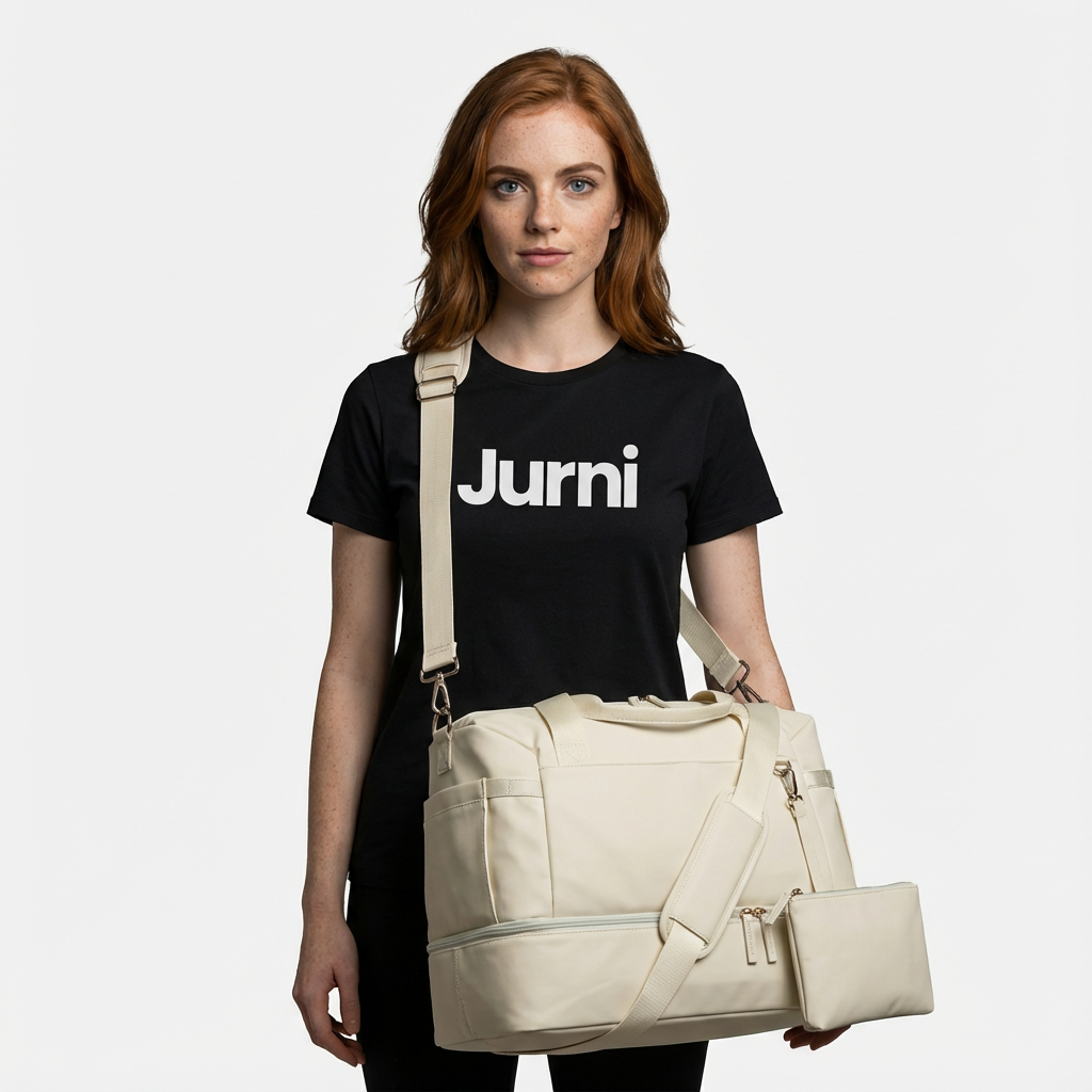 Beige Large Capacity Travel Gym Duffel Bag - Jurni