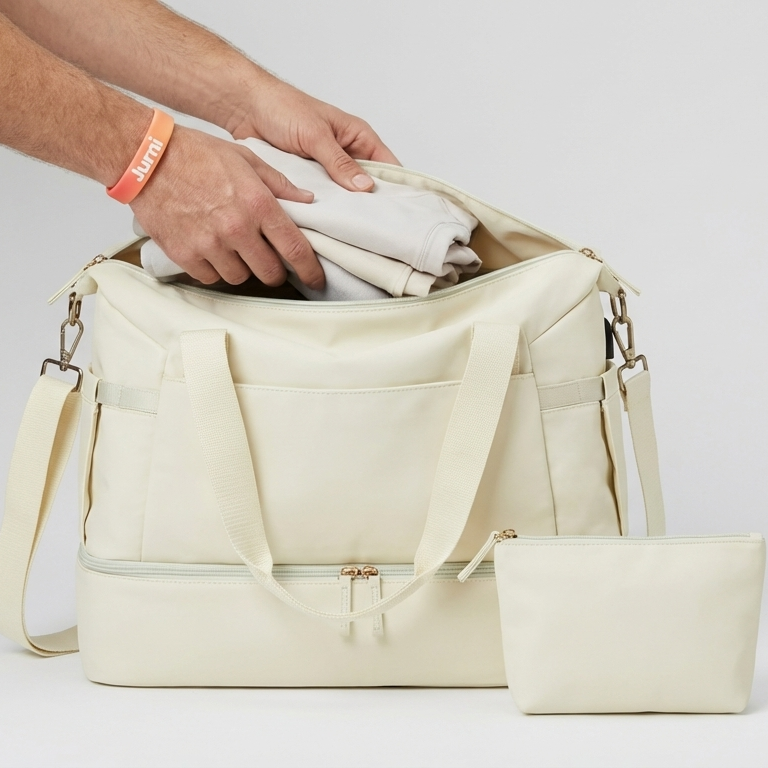 Beige Large Capacity Travel Gym Duffel Bag - Jurni