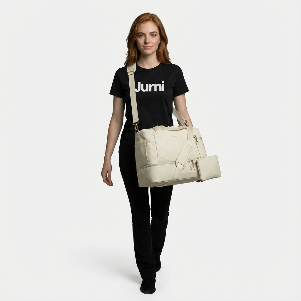 Beige Large Capacity Travel Gym Duffel Bag - Jurni