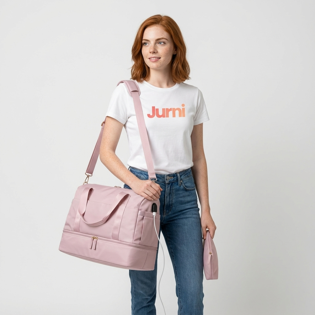 Pink Large Capacity Travel Gym Duffel Bag - Jurni