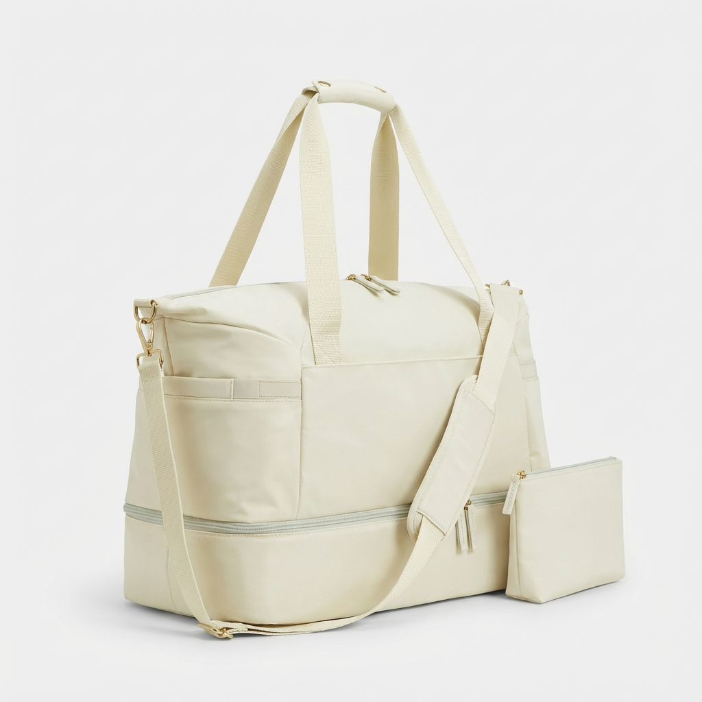 Beige Large Capacity Travel Gym Duffel Bag - Jurni